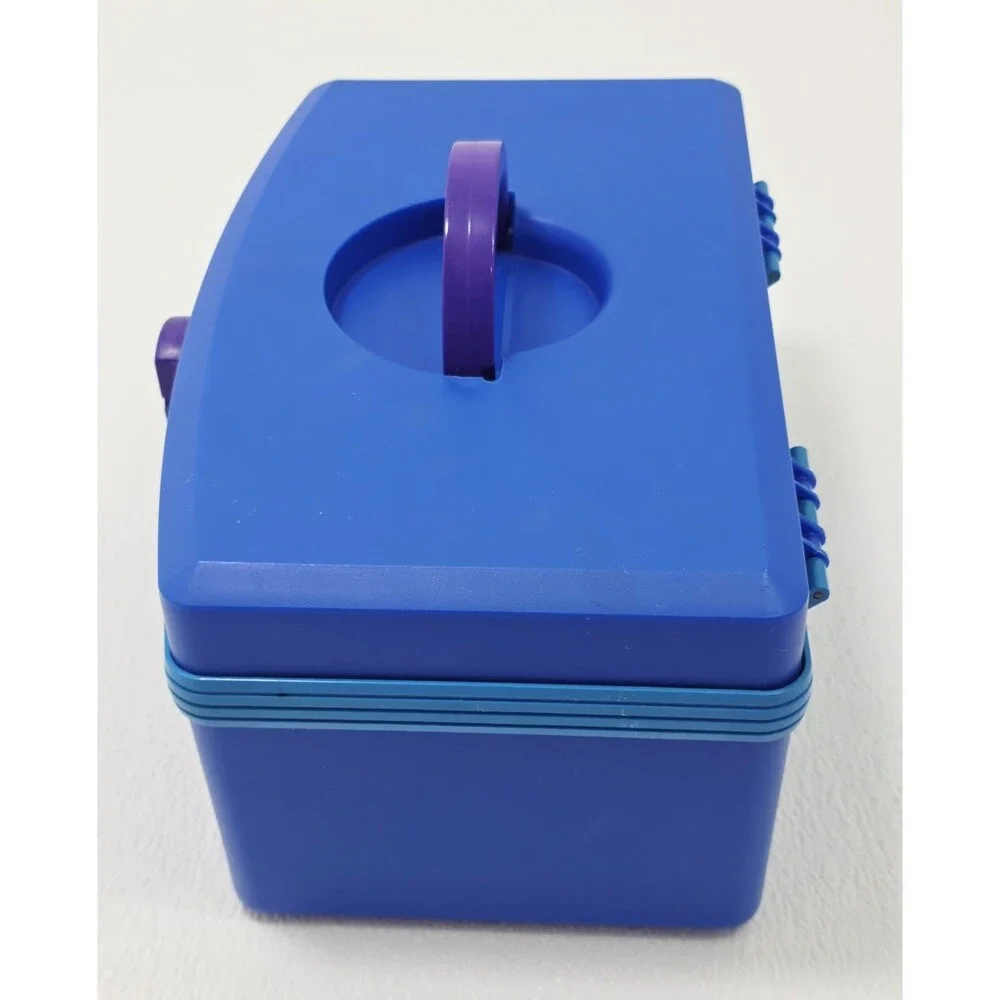 Vintage Caboodles Cosmetic Carry Case Organizer 2760 Blue Green Purple W/ Tray